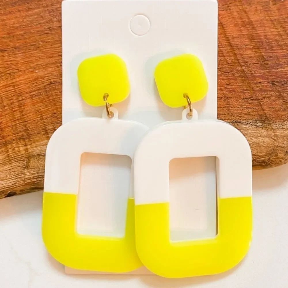 Large Lucite Neon Earrings, 3 Colors